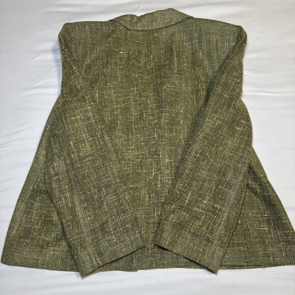 VTG Jones New York Wool Silk Linen Blend Blazer Womens 18W Green Tweed Jacket - Picture 13 of 13